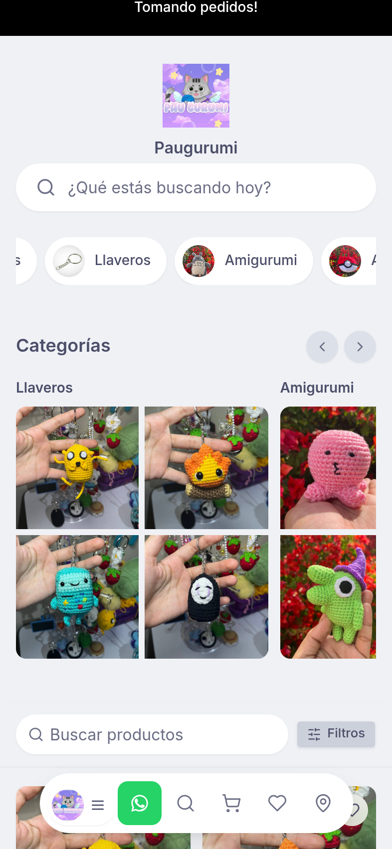Captura de la tienda Paugurumi